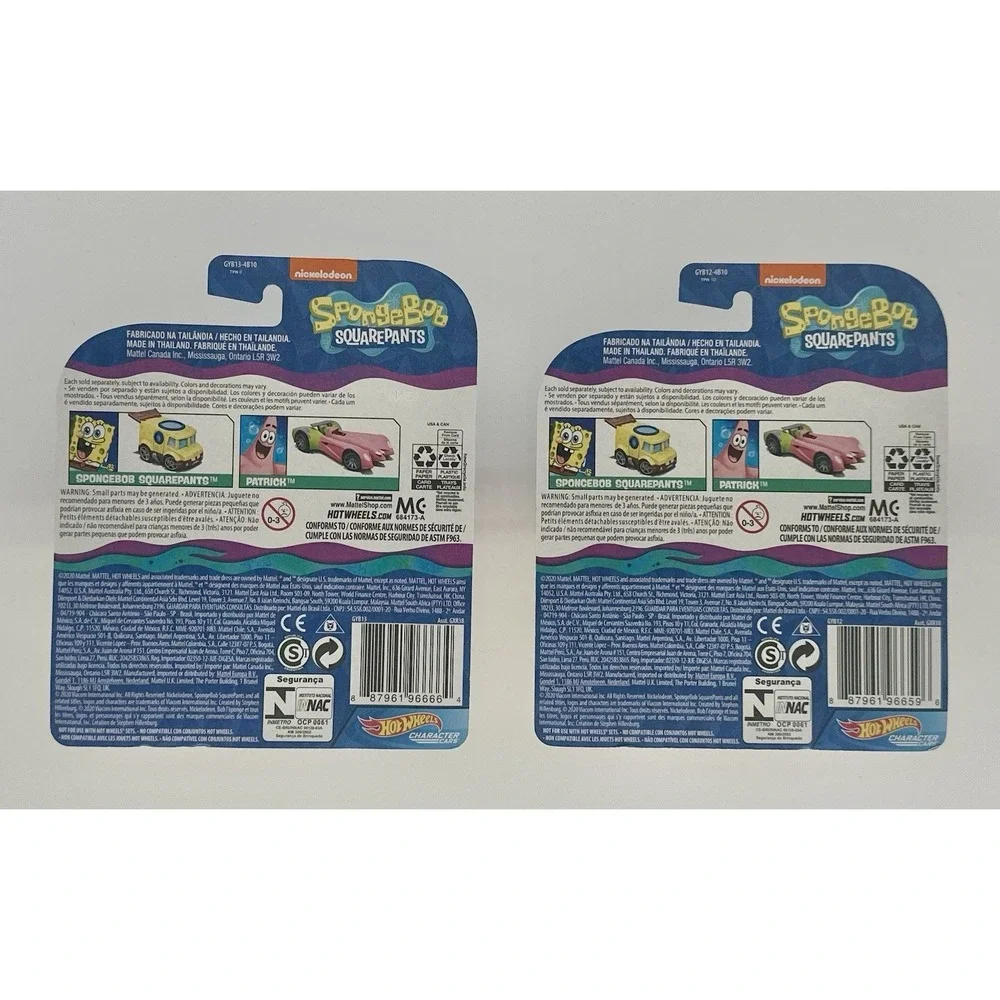 Hot Wheels SpongeBob SquarePants & Patrick Character Cars Set of 2 NIB 2020